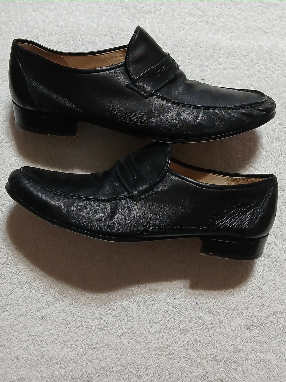 Baker Benjes Loafers Size 12 Mens Black Leather - Made in Italy